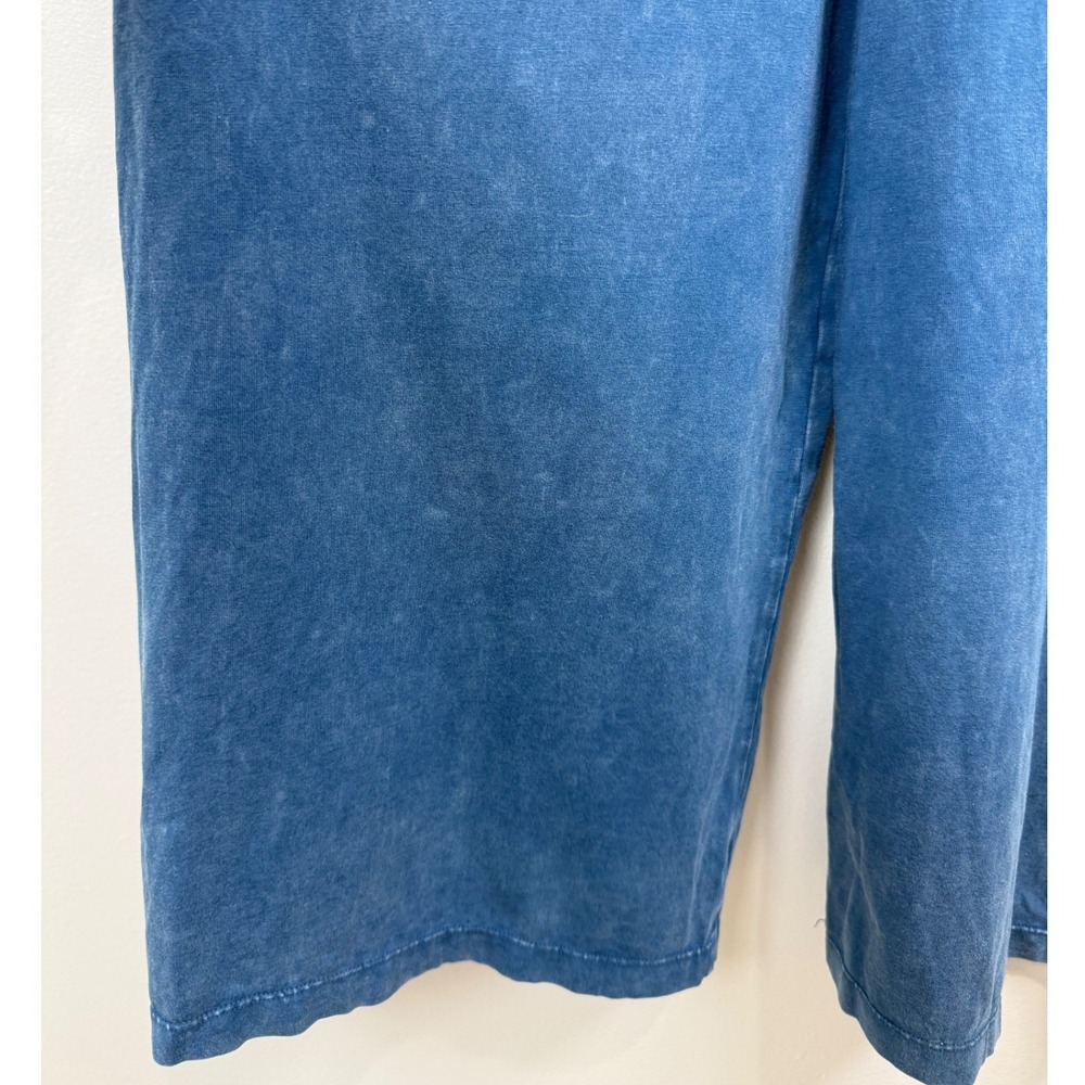 Sundry Womens Blue Washed Cotton Blend Wide Leg Jumpsuit Pockets M Boho Lounge - Picture 6 of 9